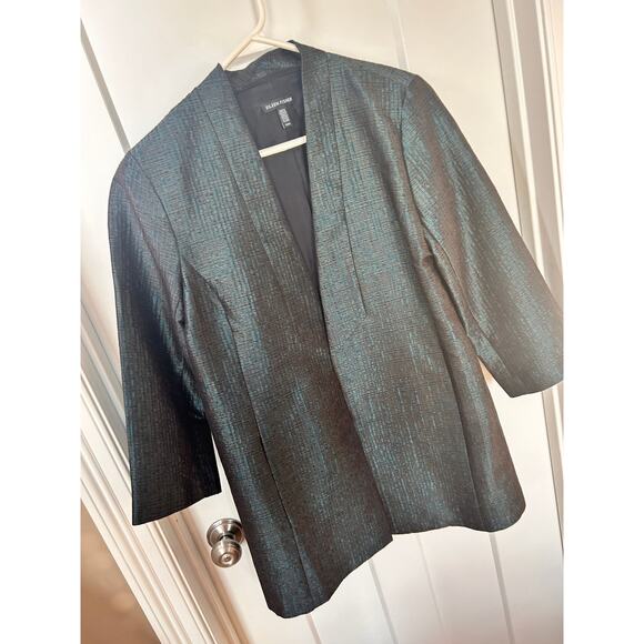 Eileen Fisher Pine Infinity Jacquard Blazer Jacket Shawl Collar Green SZ Medium - Picture 3 of 12